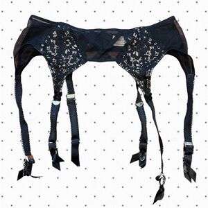 Vintage Dita Von Teese Black Lace Suspender Garter Belt